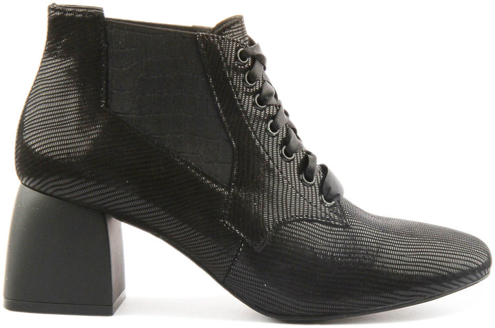 Hannah Block Heel Victorian Style Boot In Black
