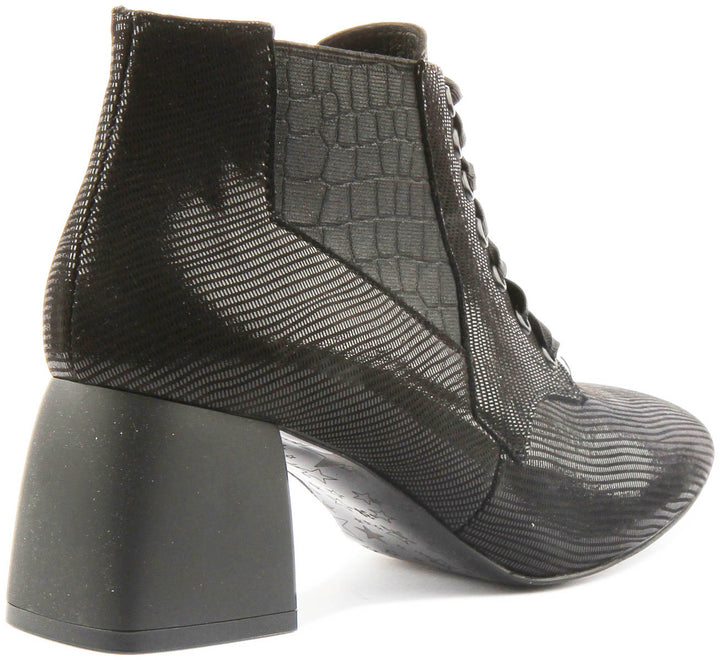 Hannah Block Heel Victorian Style Boot In Black