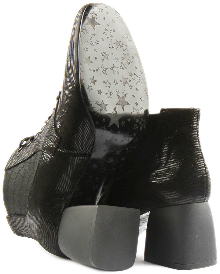 Hannah Block Heel Victorian Style Boot In Black