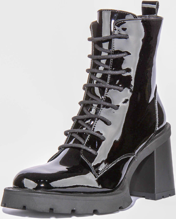 Lottie Ankle Boots In Black Patent