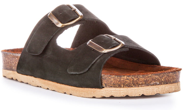 Jream Mule 2 Buckle Sandals In Black