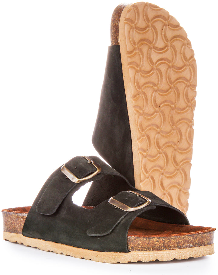 Jream Mule 2 Buckle Sandals In Black