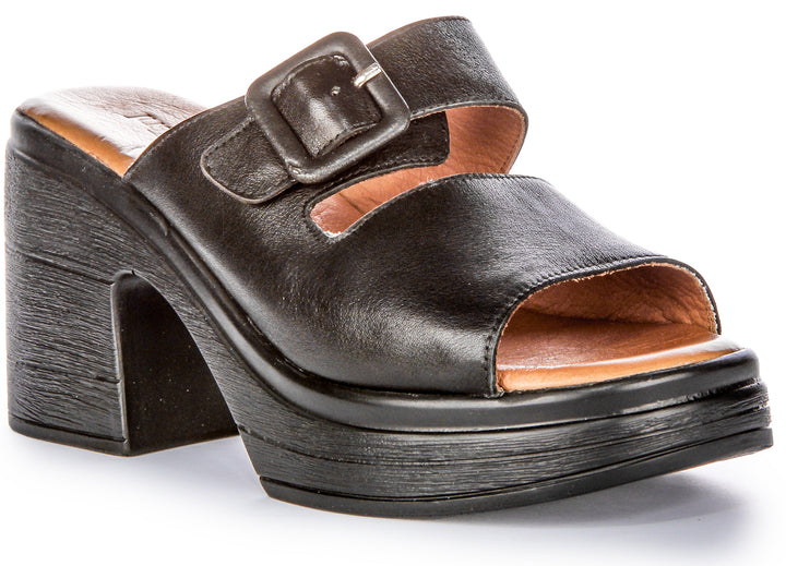 Audrey Mid Heel Wedge Sandal In Black