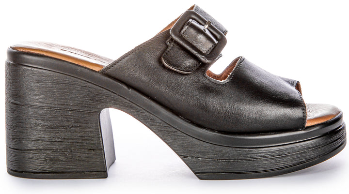 Audrey Mid Heel Wedge Sandal In Black