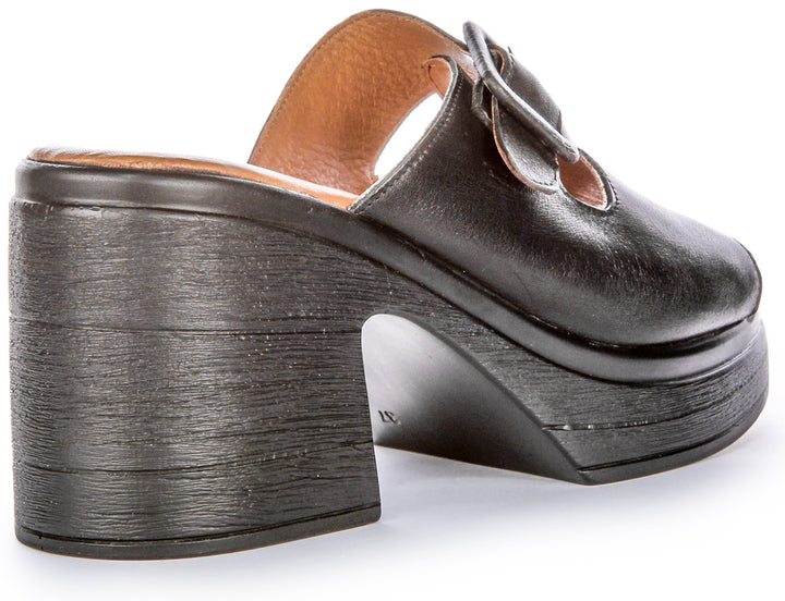 Audrey Mid Heel Wedge Sandal In Black