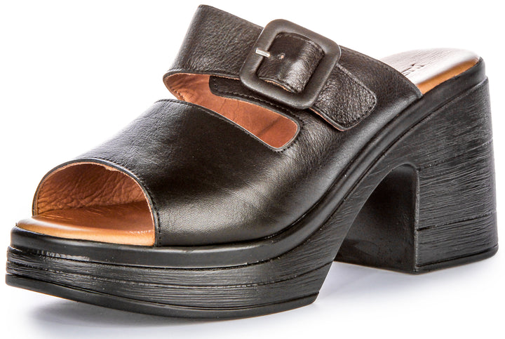 Audrey Mid Heel Wedge Sandal In Black