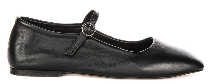 Kiera Flat Mary Jane In Black Leather