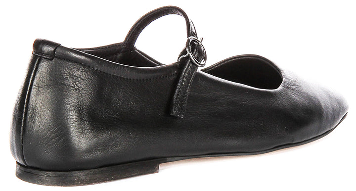 Kiera Flat Mary Jane In Black Leather