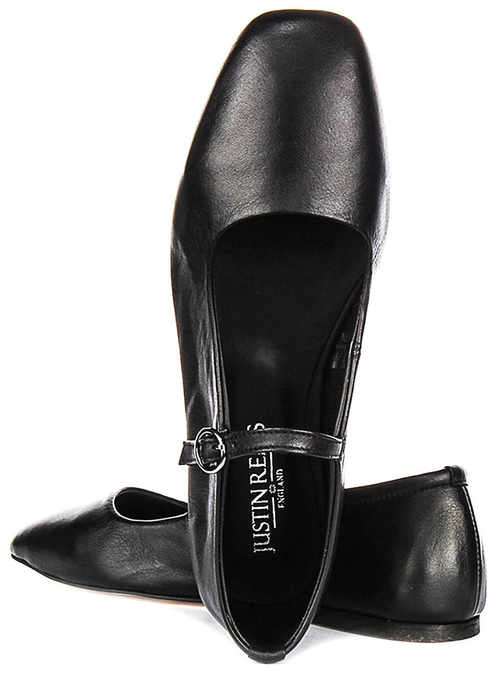 Kiera Flat Mary Jane In Black Leather