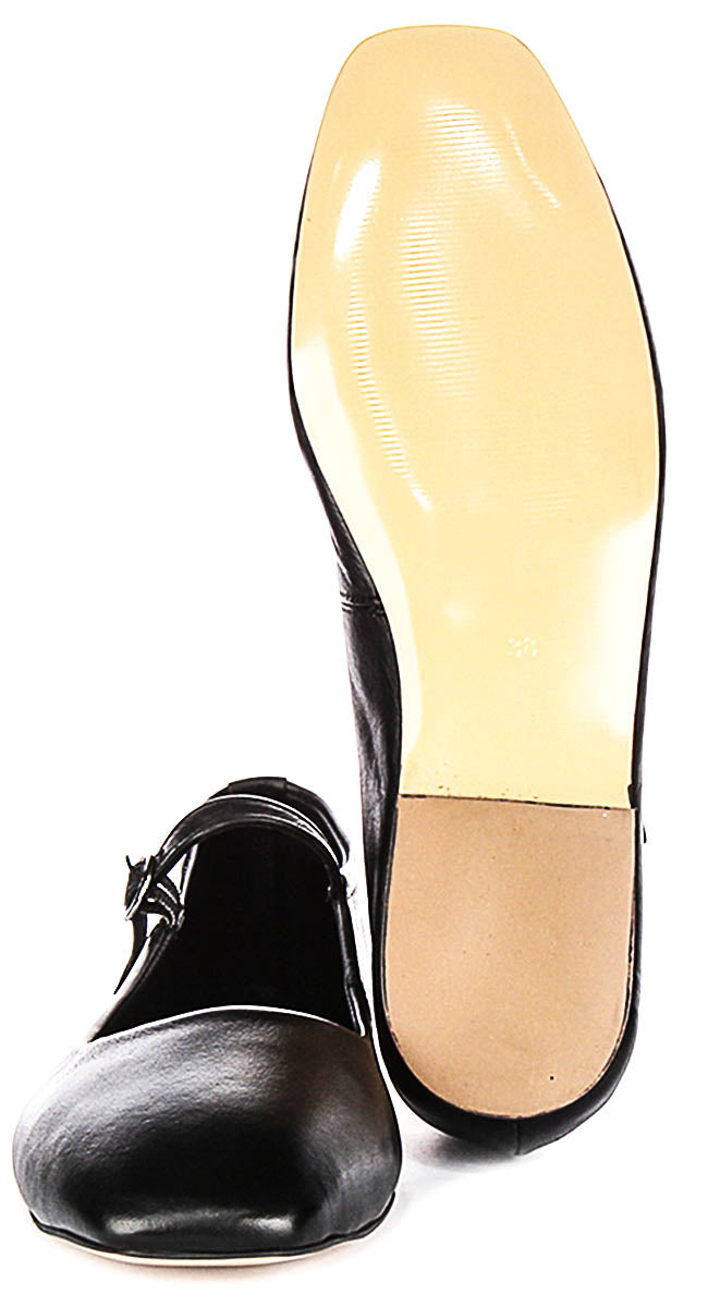 Kiera Flat Mary Jane In Black Leather