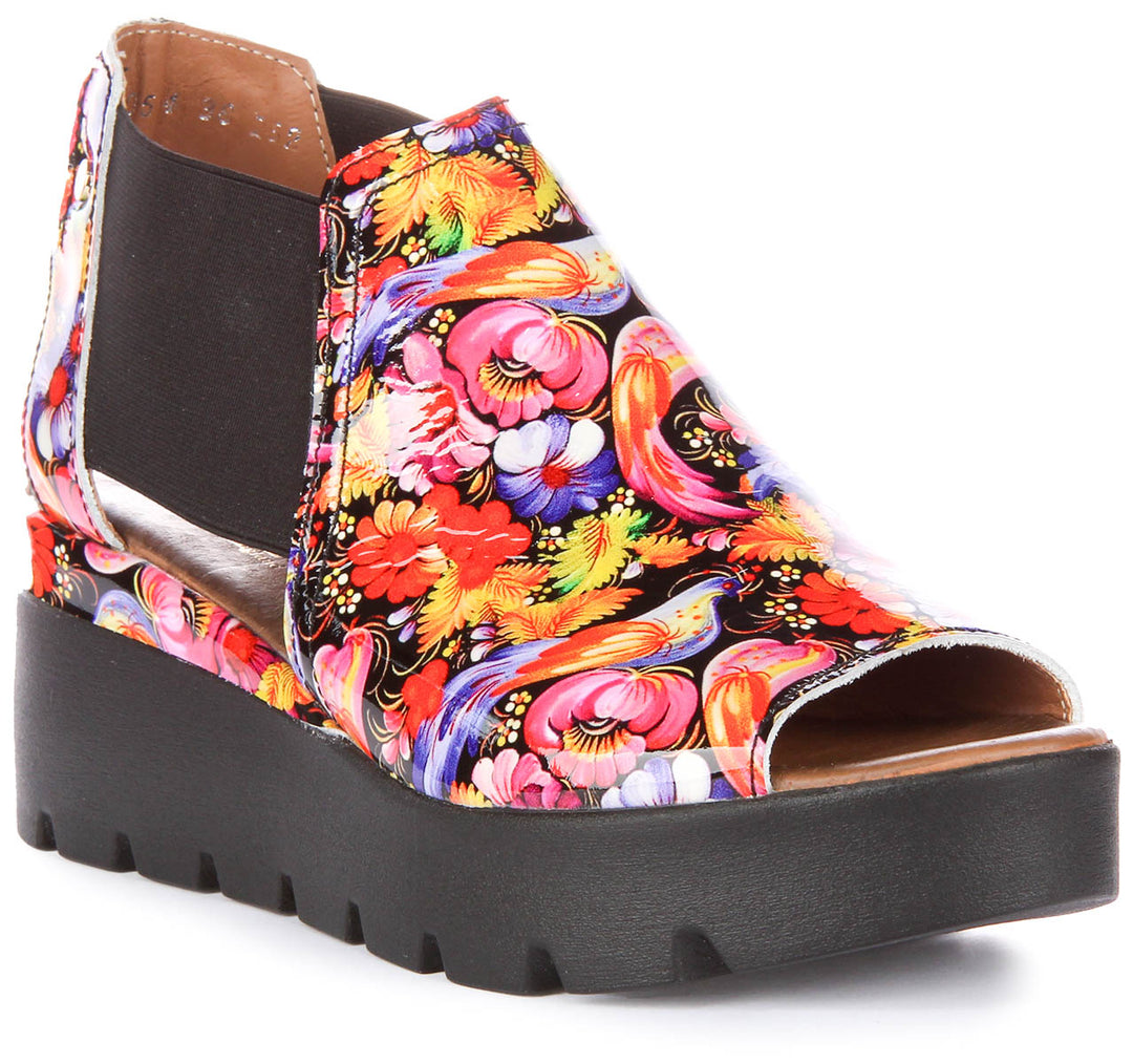 7100 Sandals In Black Floral Patent