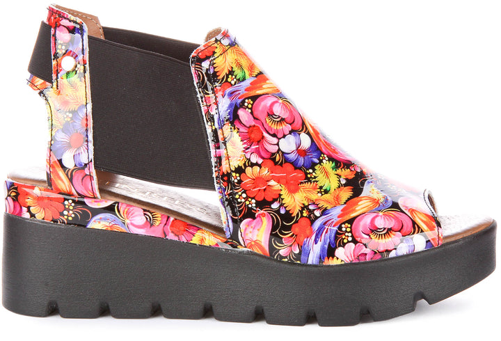 7100 Sandals In Black Floral Patent