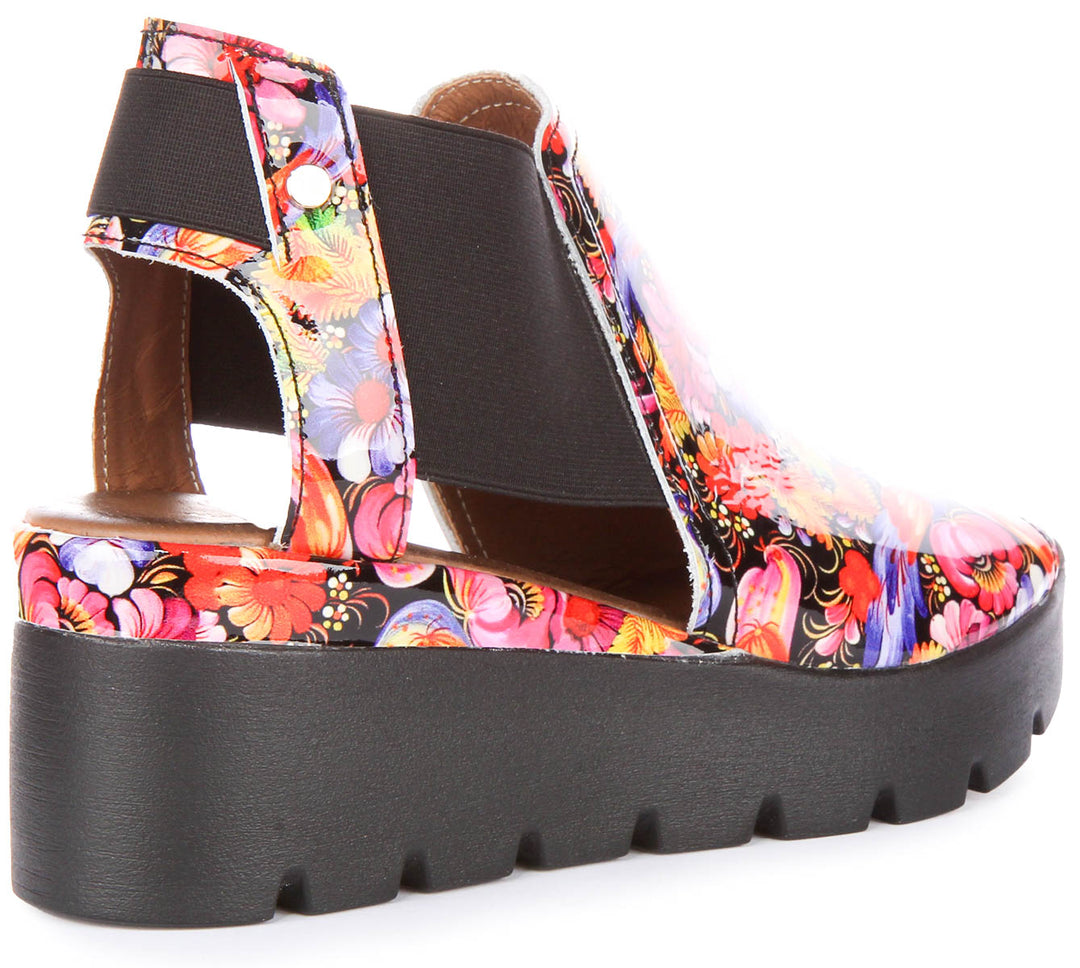 7100 Sandals In Black Floral Patent