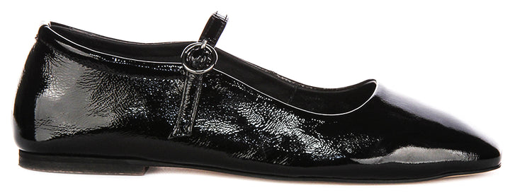 Kiera Flat Mary Jane In Black Patent Leather
