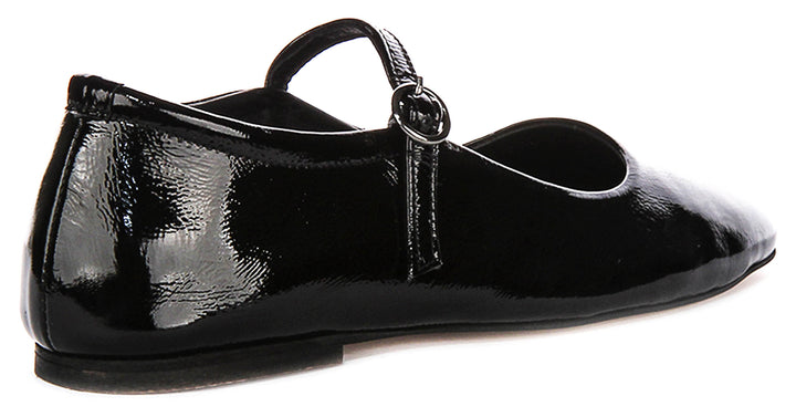 Kiera Flat Mary Jane In Black Patent Leather