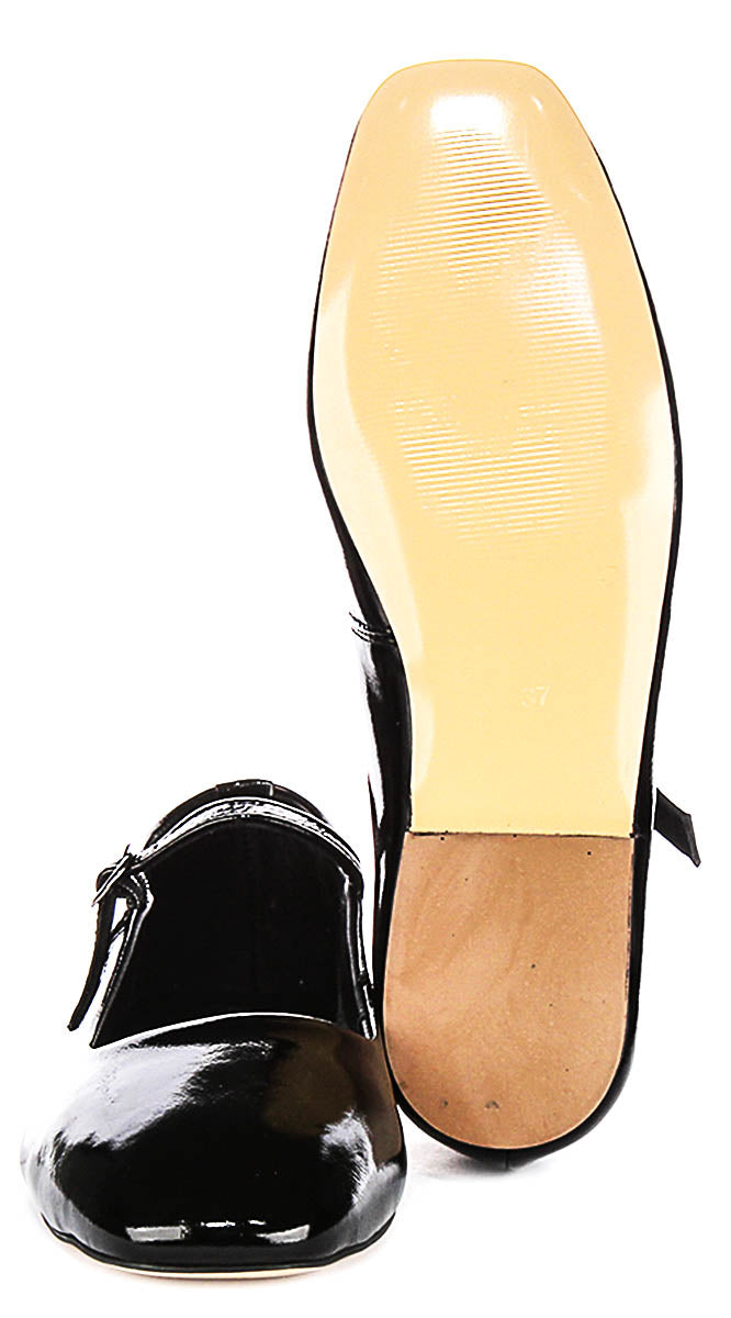Kiera Flat Mary Jane In Black Patent Leather
