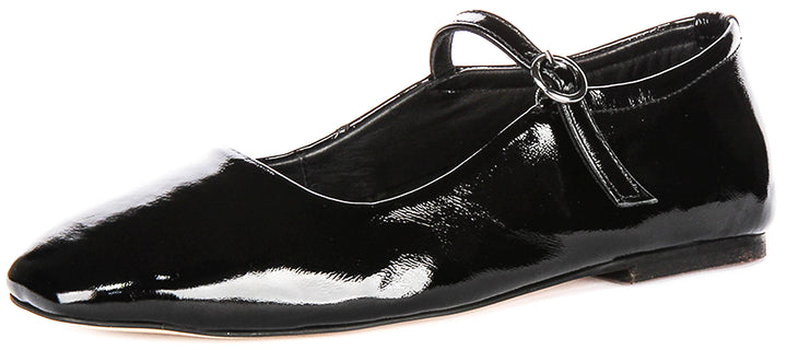 Kiera Flat Mary Jane In Black Patent Leather