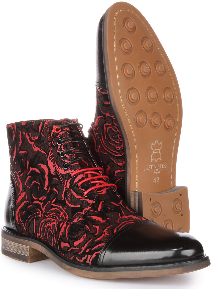 Toby Ankle Boots In Black Red