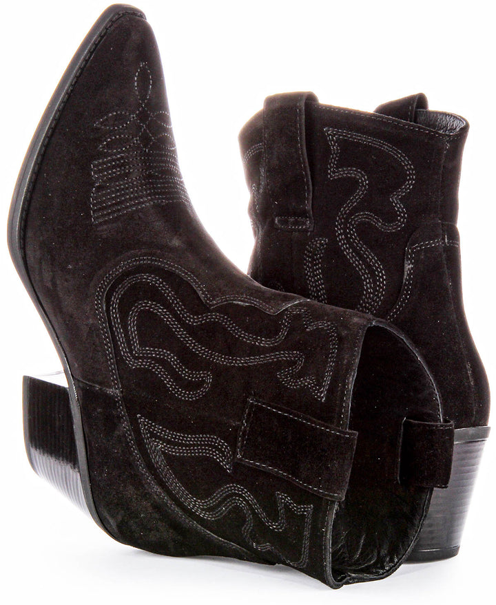 Nova Suede Ankle Boots In Black Suede