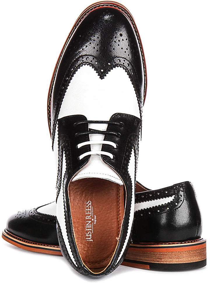 Kai 2 In Black White Brogues for Women