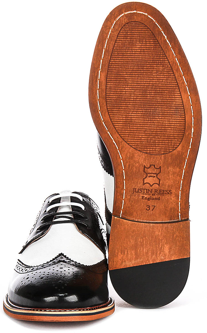 Kai 2 In Black White Brogues for Women