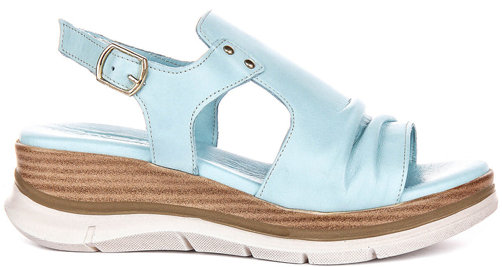 Molly Wedge Sandals In Blue