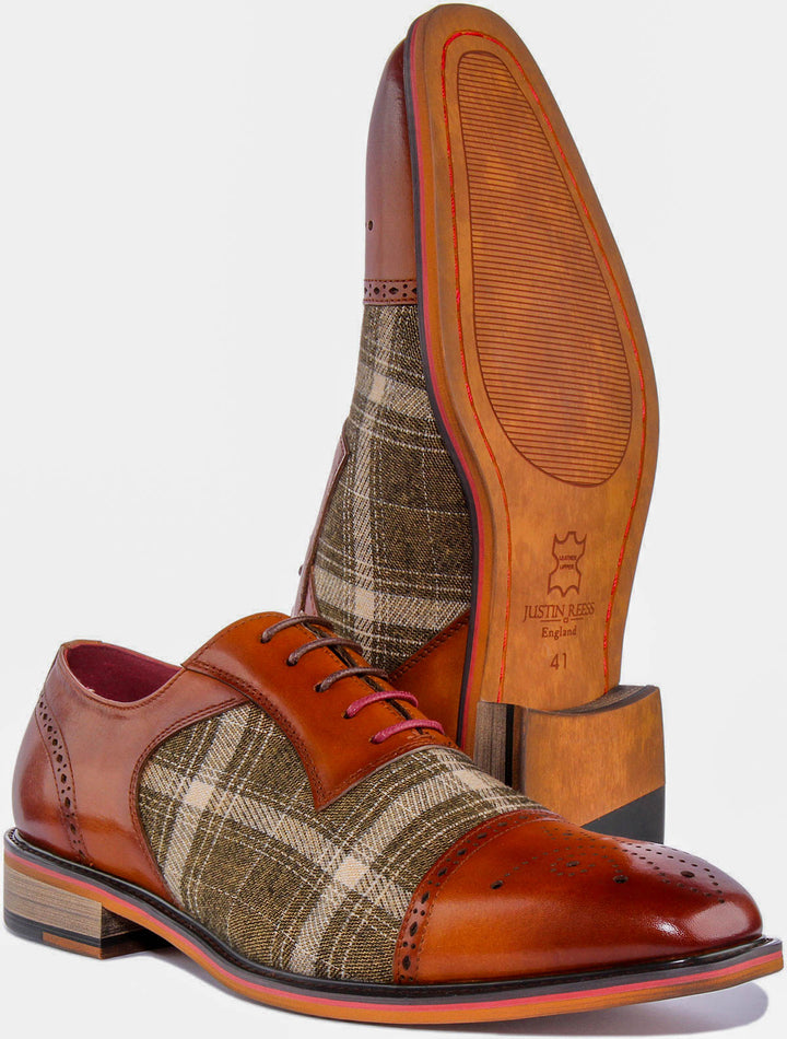 Major Check Brogues In Brown