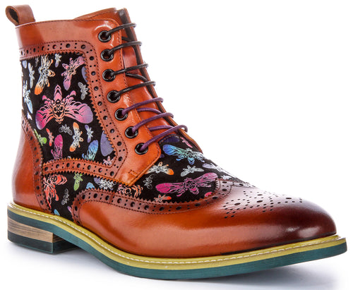 Hi Kennedy Evil Butterfly Print Boots In Brown