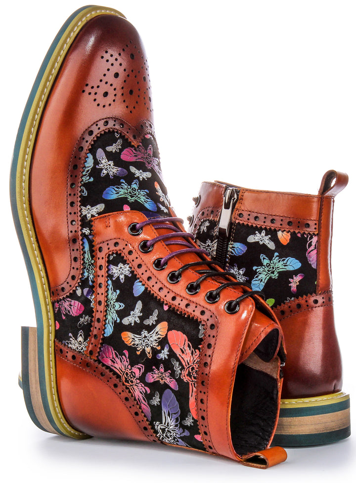 Hi Kennedy Evil Butterfly Print Boots In Brown