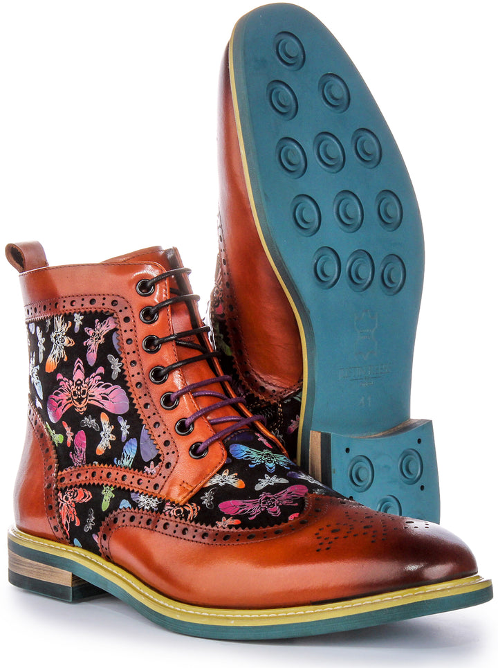 Hi Kennedy Evil Butterfly Print Boots In Brown