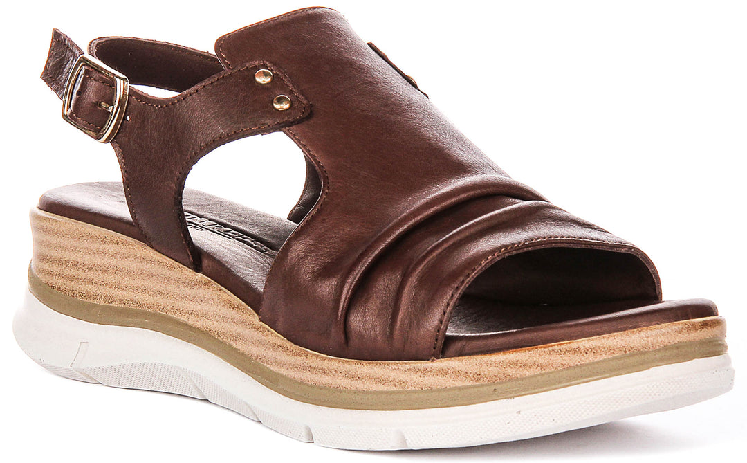 Molly Wedge Sandals In Brown
