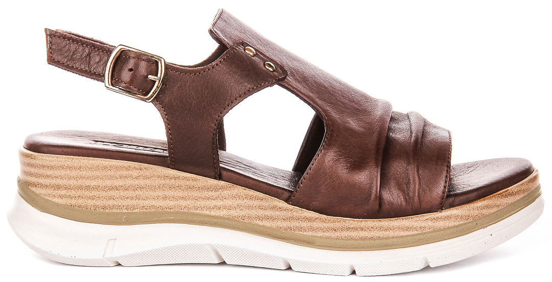 Molly Wedge Sandals In Brown