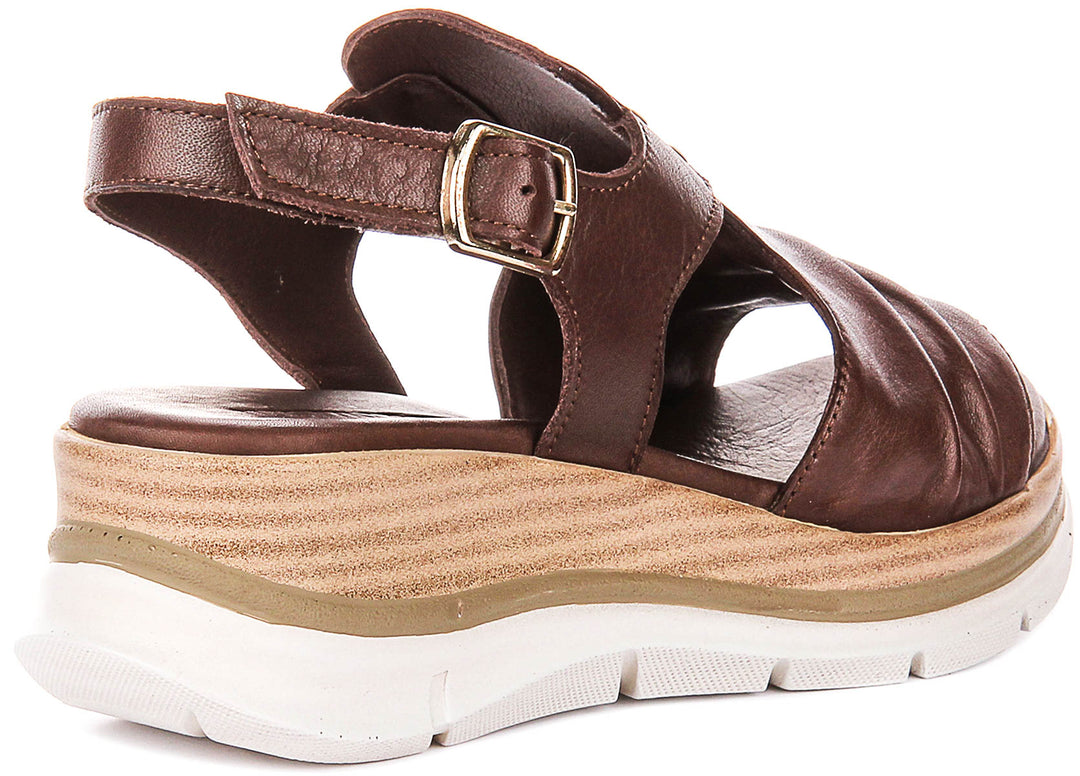 Molly Wedge Sandals In Brown
