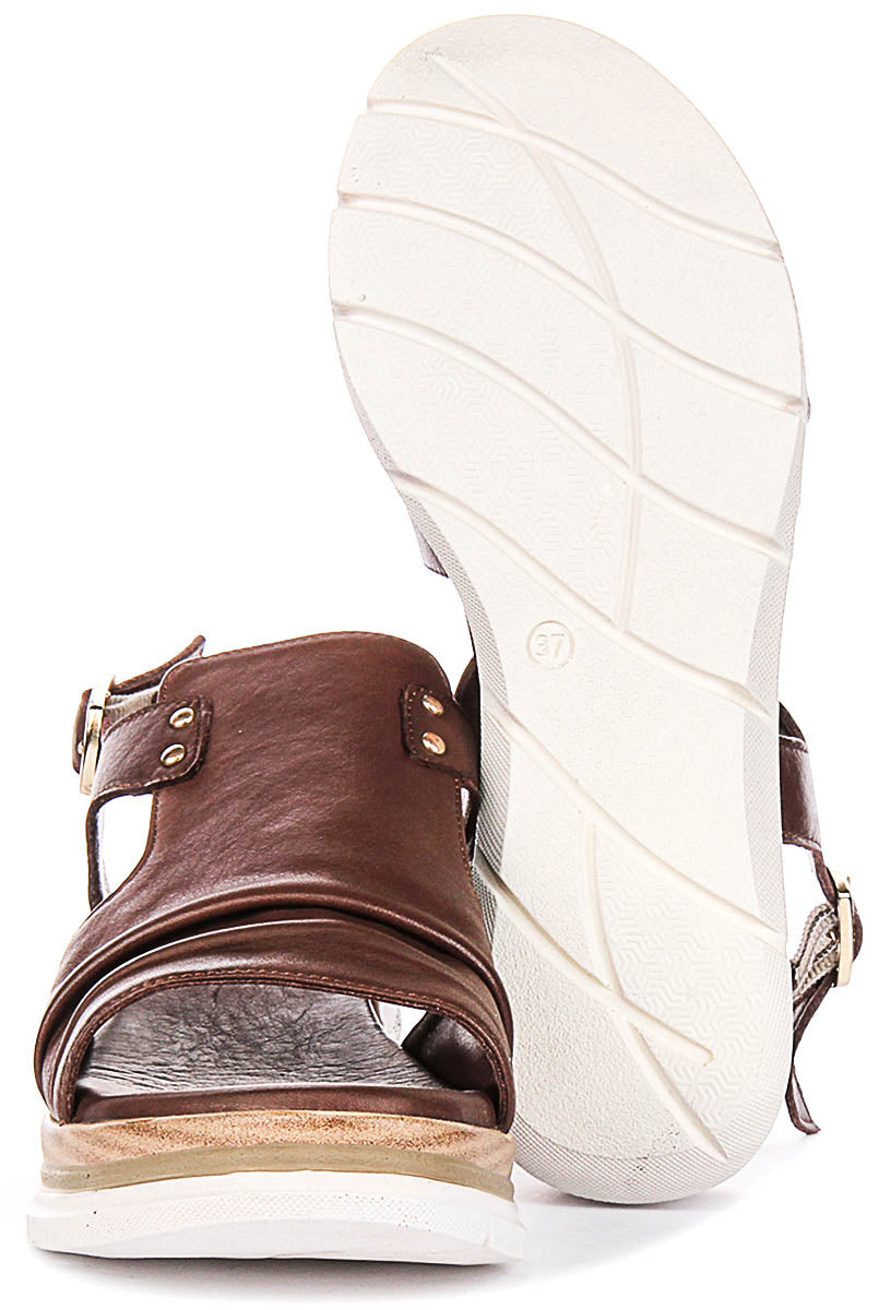 Molly Wedge Sandals In Brown