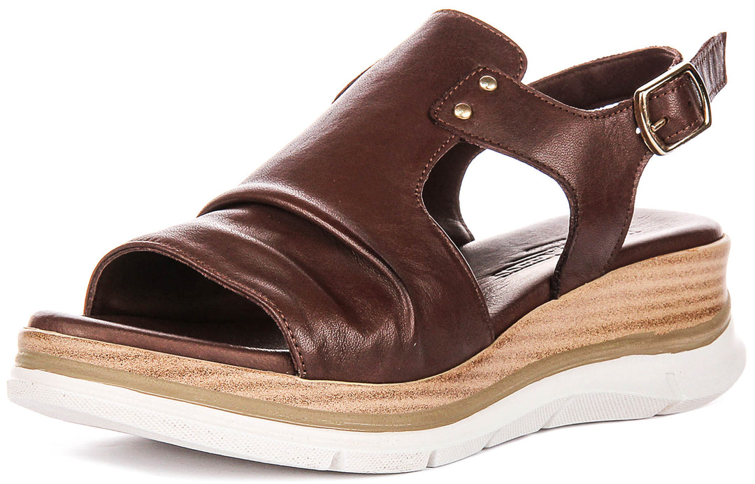 Molly Wedge Sandals In Brown