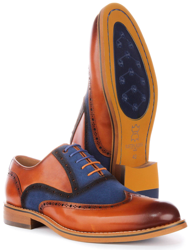 Santiago In Brown Blue Brogues