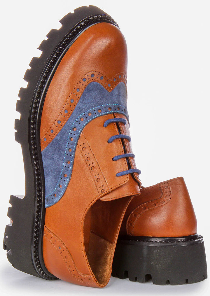 Millie In Brown Blue Brogues