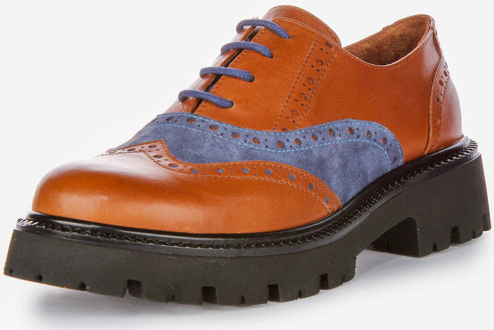 Millie In Brown Blue Brogues
