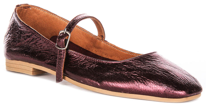 Dolly Mary Jane In Purple Metallic Leather