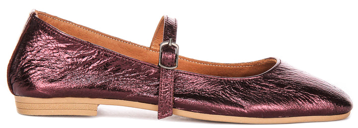 Dolly Mary Jane In Purple Metallic Leather