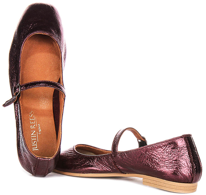 Dolly Mary Jane In Purple Metallic Leather