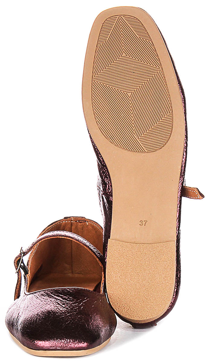 Dolly Mary Jane In Purple Metallic Leather