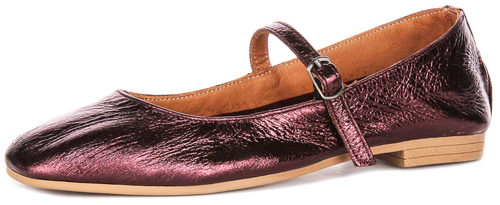 Dolly Mary Jane In Purple Metallic Leather