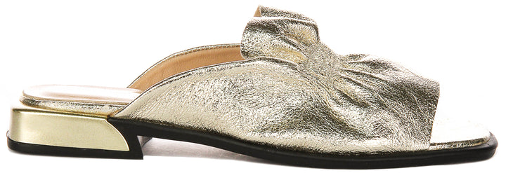 Dina Ruffle Sandals In Gold Leather