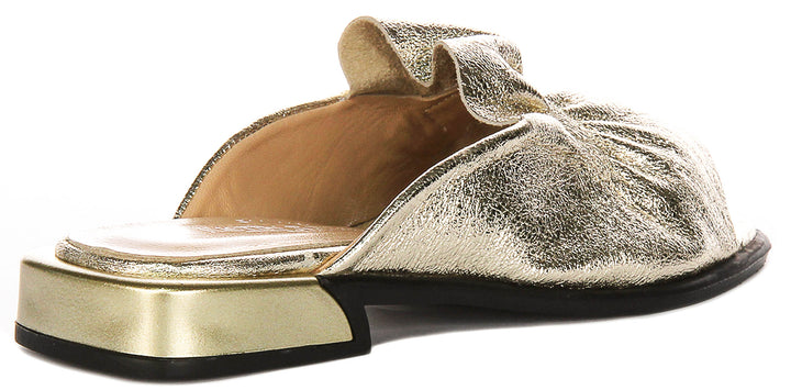 Dina Ruffle Sandals In Gold Leather