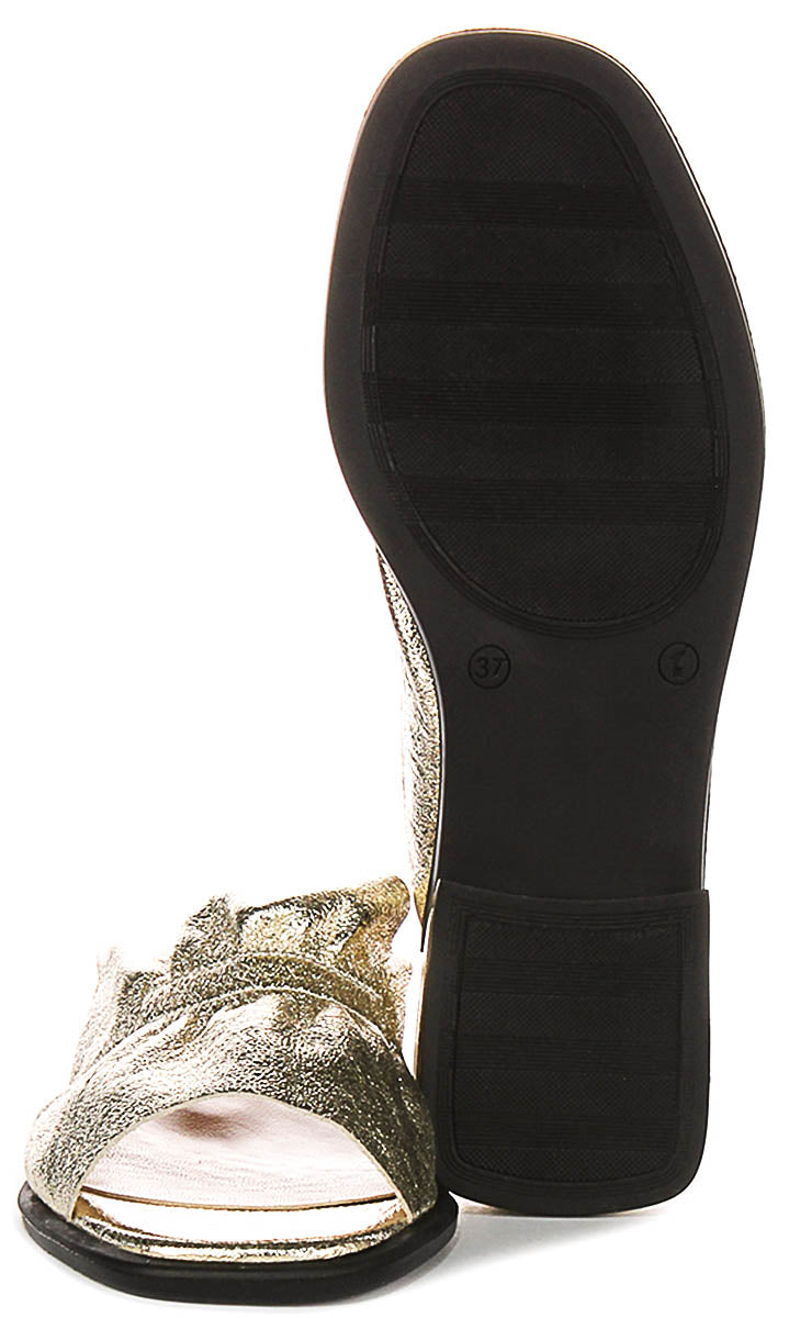 Dina Ruffle Sandals In Gold Leather