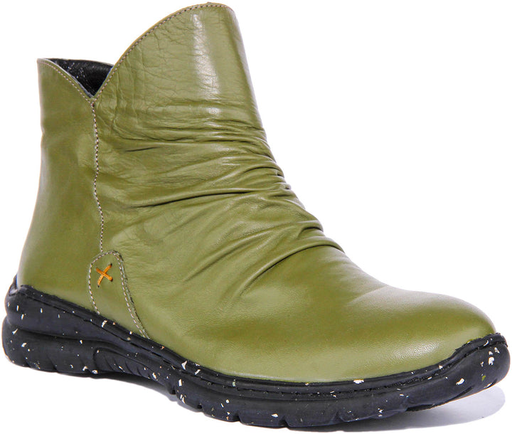 Mia Soft ankle Boots In Green