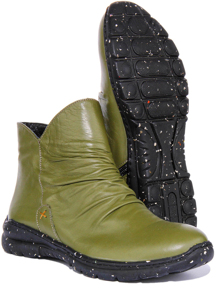 Mia Soft ankle Boots In Green