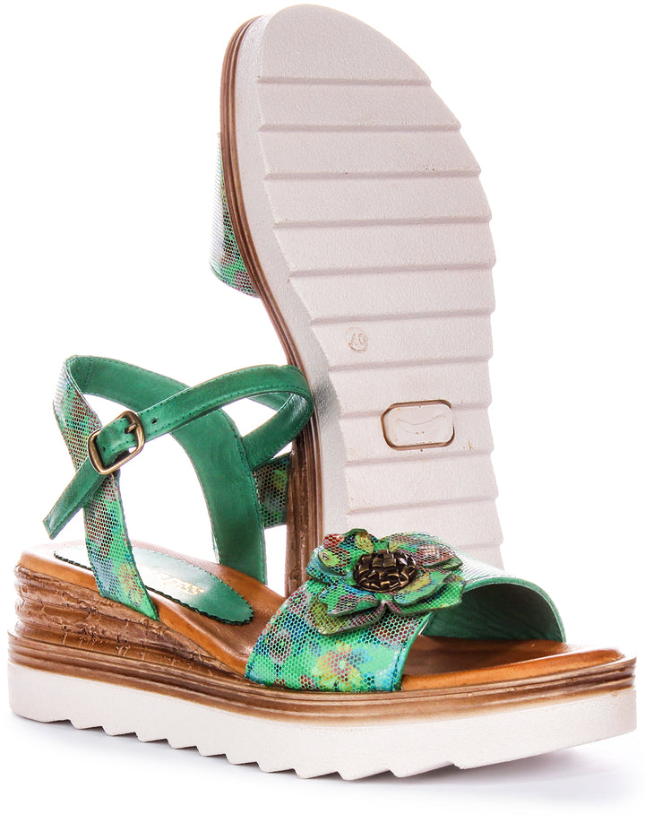 Tania Sandals In Green Flower Sandal