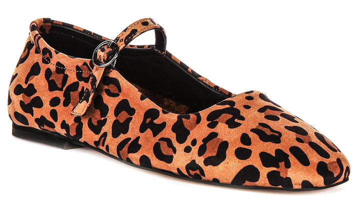 Kiera Flat Mary Jane In Leopard Leather